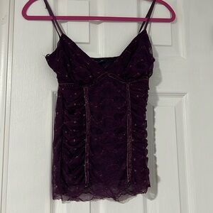 Heart moon star purple lace night out top